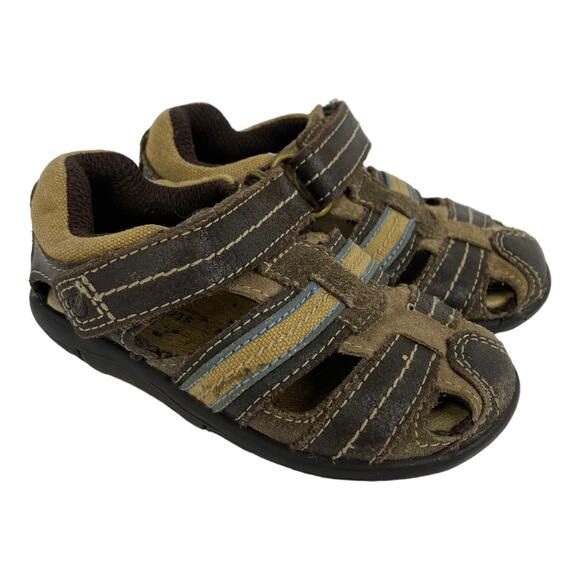 Stride Rite Size 4 Boys Brown Dillan Sensory Response Technology Sandel Easy On - Picture 1 of 9